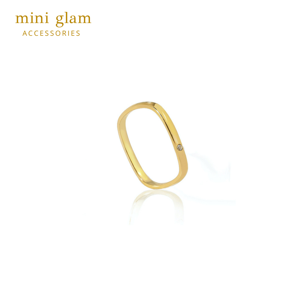 Miniglam Grace Minimal Square Ring (Gold)