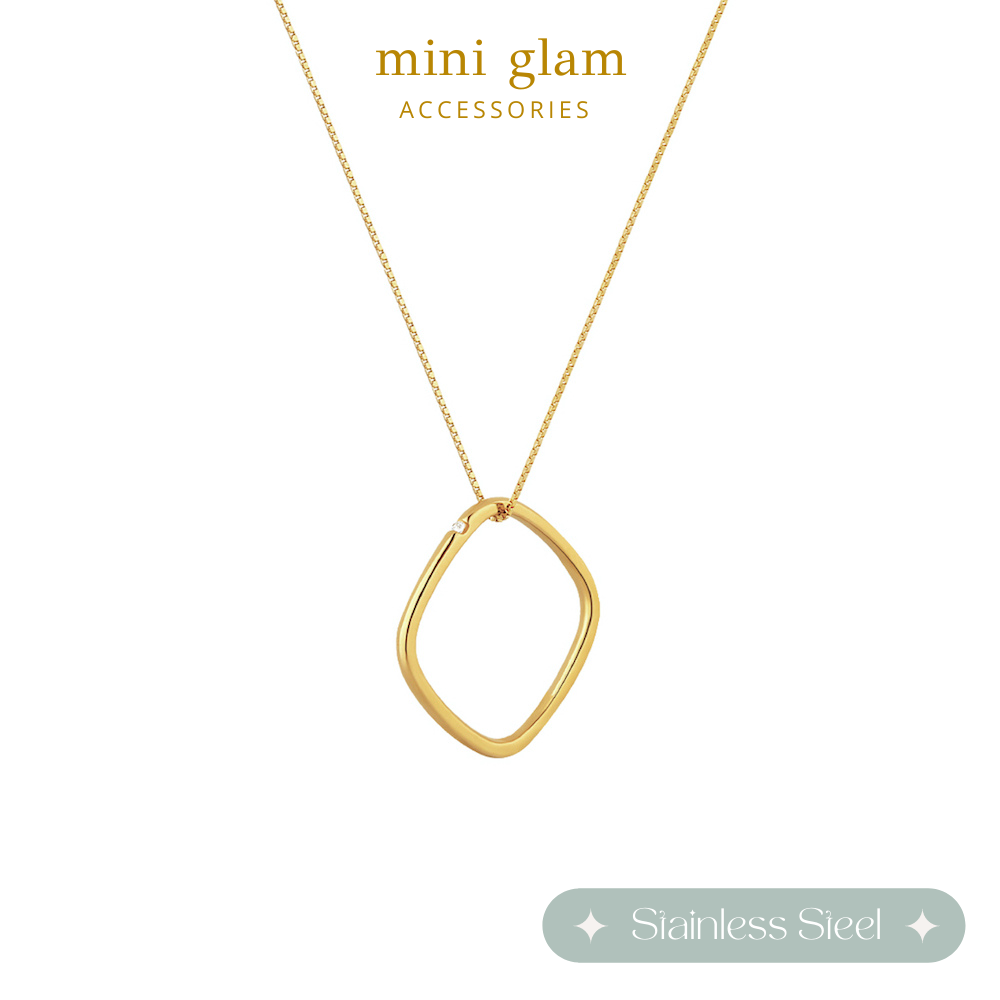 Miniglam Grace Minimal Square Ring Necklace (Gold)