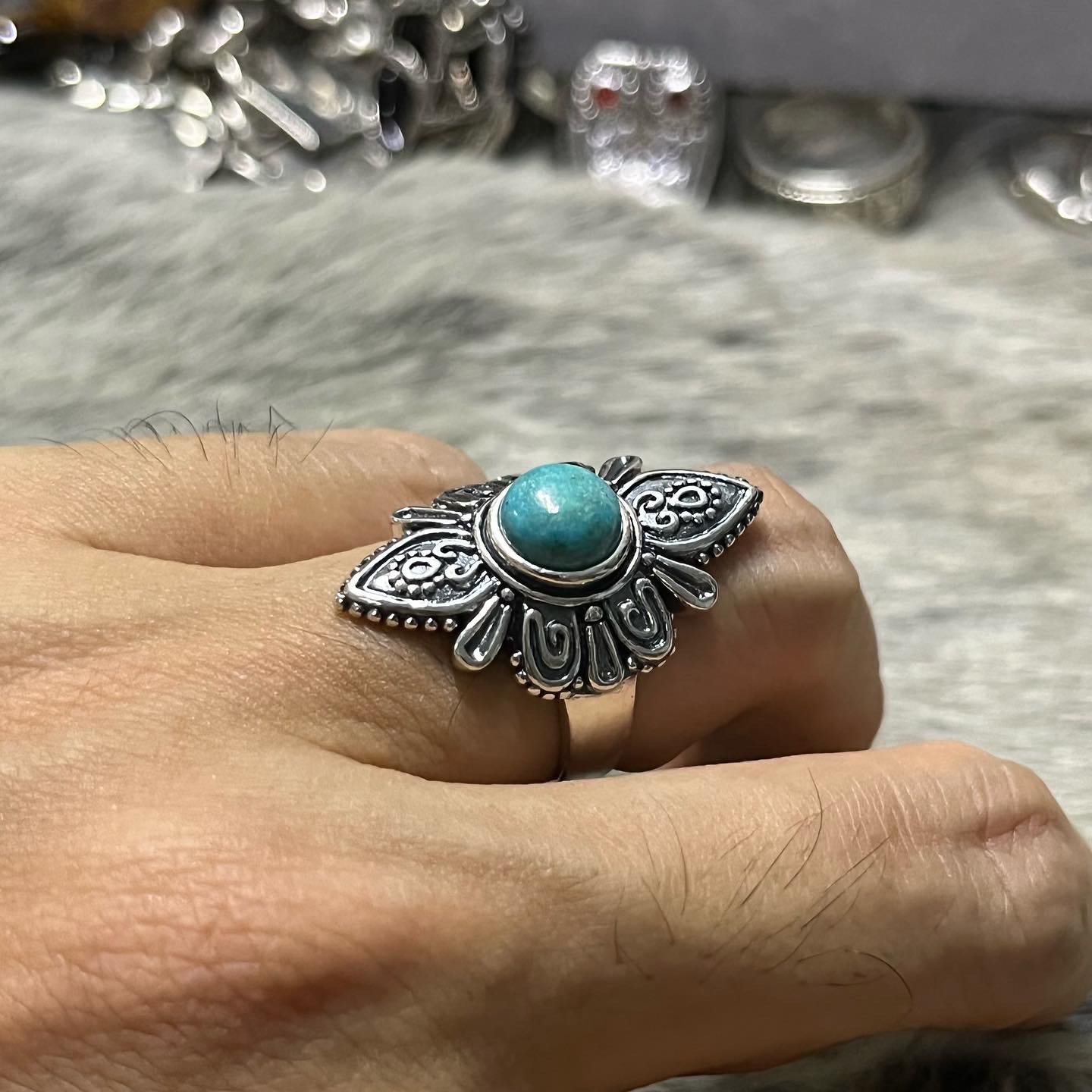 แหวนเงินแท้925 ประดับ Turquoise ขนาด56