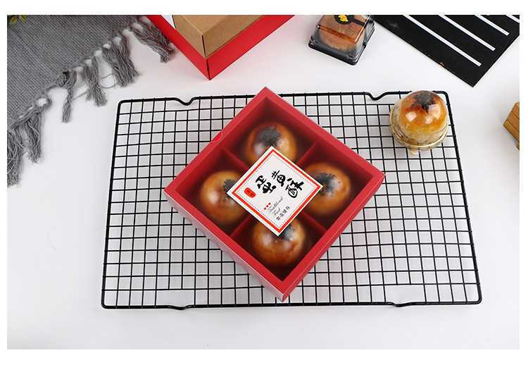 P161BBP007RE กล่องขนม 4ช่องแดง แบบสอด(ห่อ5ชุด)