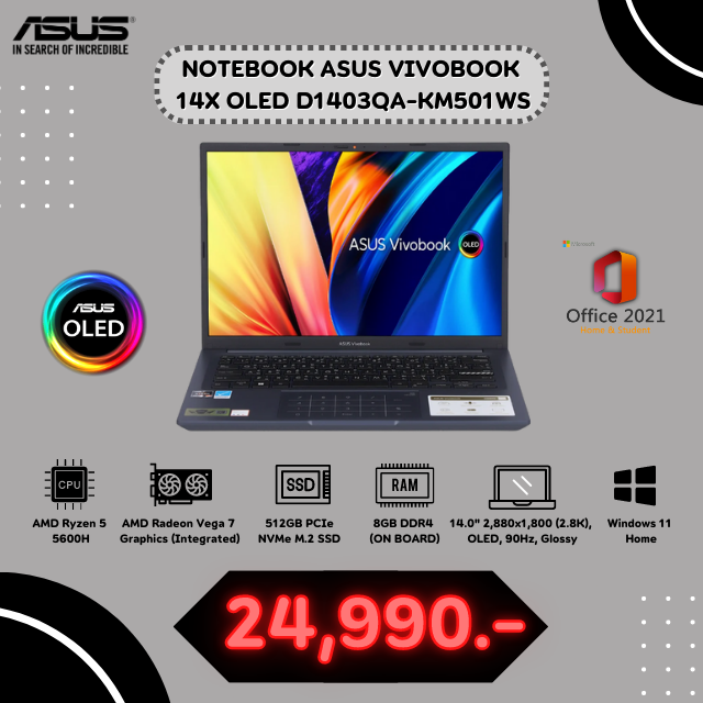 Notebook Asus Vivobook 14X OLED D1403QA-KM501WS (Bespoke Black)