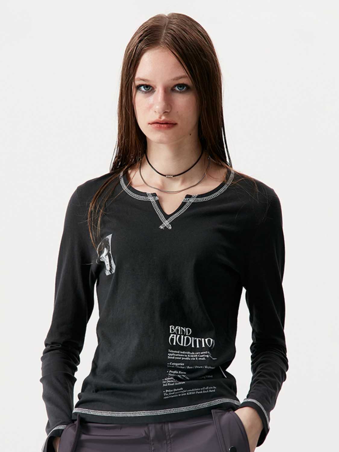 (พร้อมส่ง) Kirsh AUDITION PHOTO SLIT T-SHIRT KA [CHACOAL]