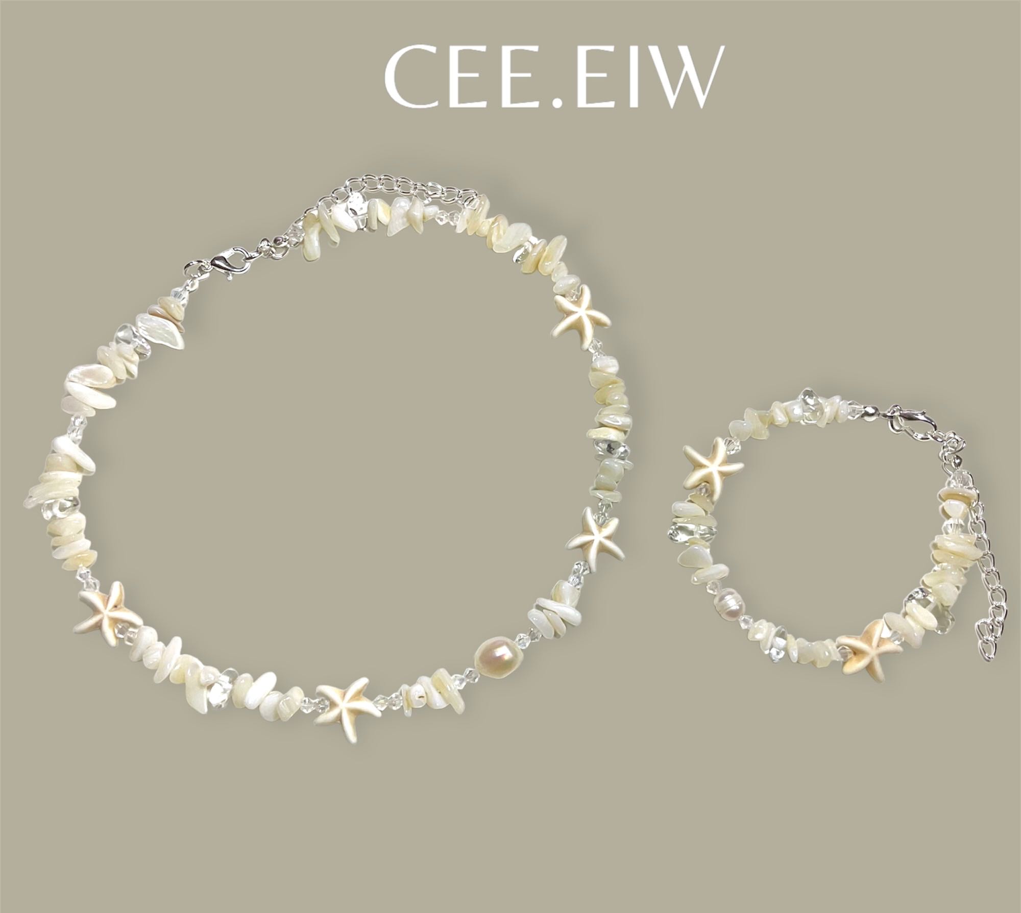 CEE.EIW - WHITE BEACH set - Handmade สร้อยคอ สร้อยแขนเปลือกหอย 