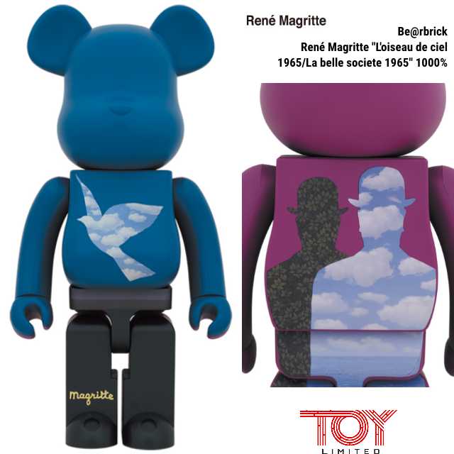 Be@rbrick René Magritte L'oiseau de ciel 1965/La belle societe 1965 1000%