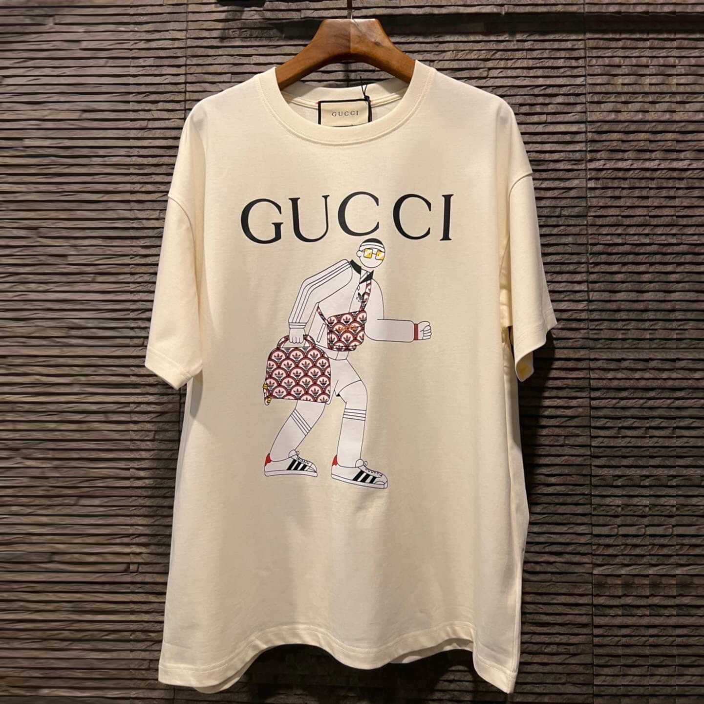 ADIDAS X GUCCI LOGO PRINT COTTON T-SHIRT เสื้อกุชชี่ อดิดาส