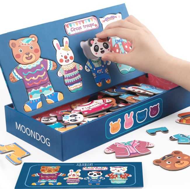 พร้อมส่ง - Puzzles ตุ๊กตาแม่เหล็ก ฝึกจินตนาการ เสริมสร้างความคิดของเด็กๆ 1 กล่องได้ 5 แบบ