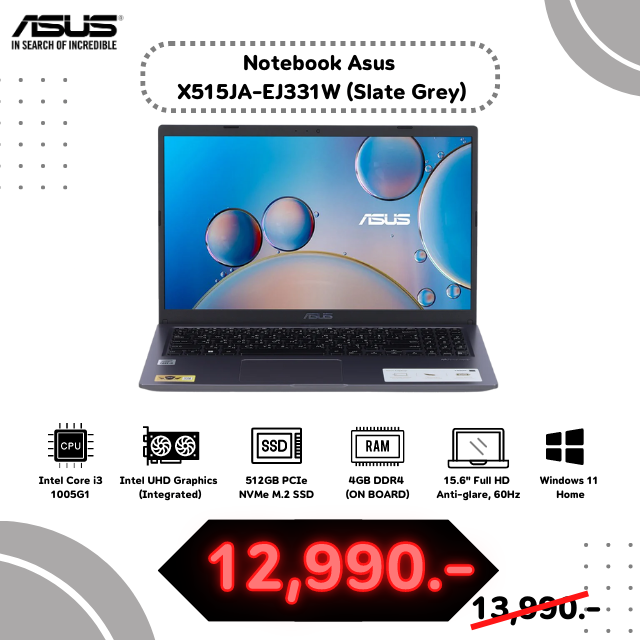 Notebook Asus X515JA-EJ331W (Slate Grey)