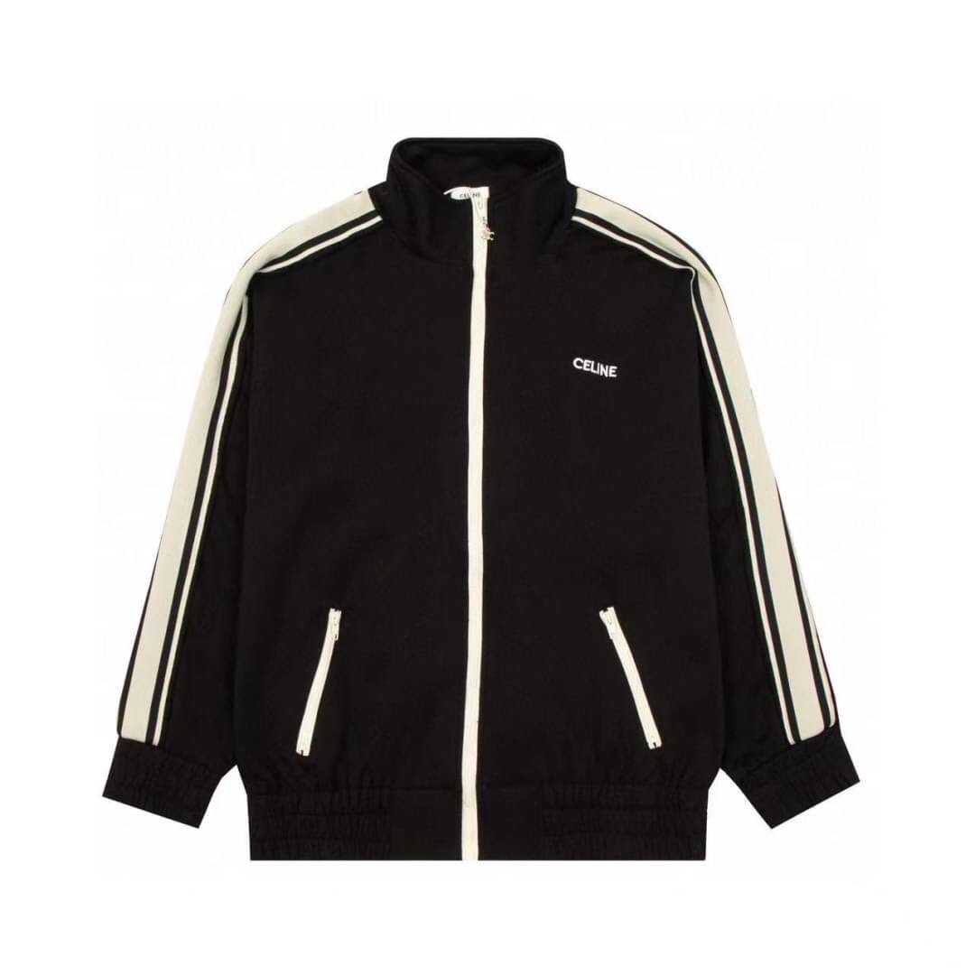 CELINE BLACK & WHITE STRIPE TRACK JACKET เสื้อแจ็คเก็ต แบรนด์ซีลีน สีดำ แถบข้างสีขาว