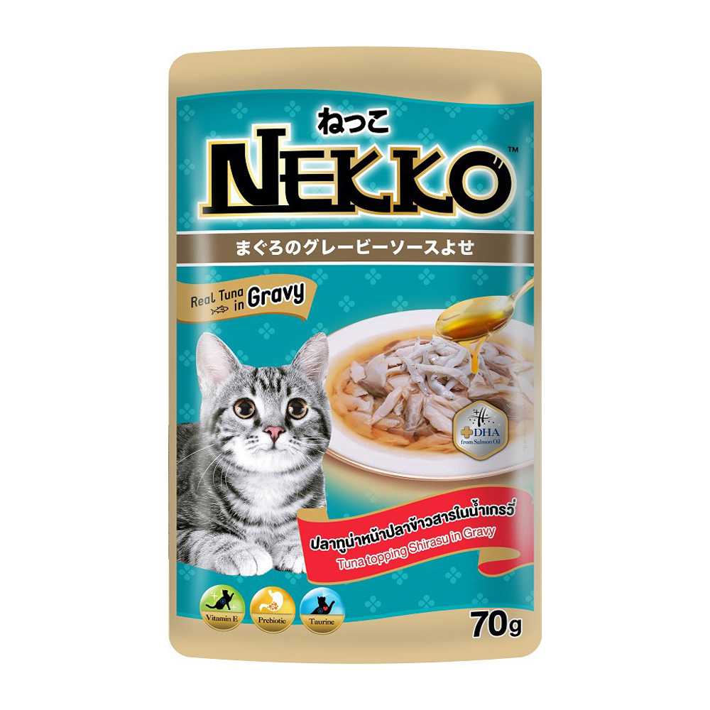 Nekko ปลาทูน่าหน้าปลาข้าวสารในน้ำเกรวี่ 70g