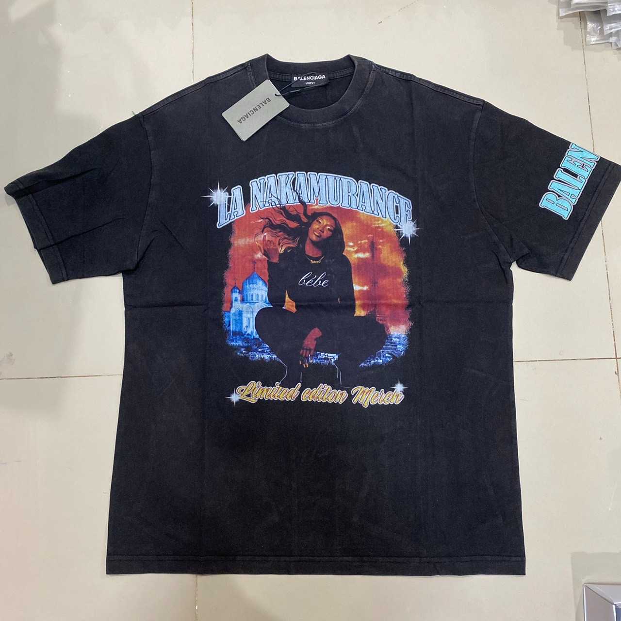 BALENCIAGA MUSIC AYA NAKAMURA MERCH T-SHIRT LARGE FIT IN BLACK เสื้อบาลองเซียก้า