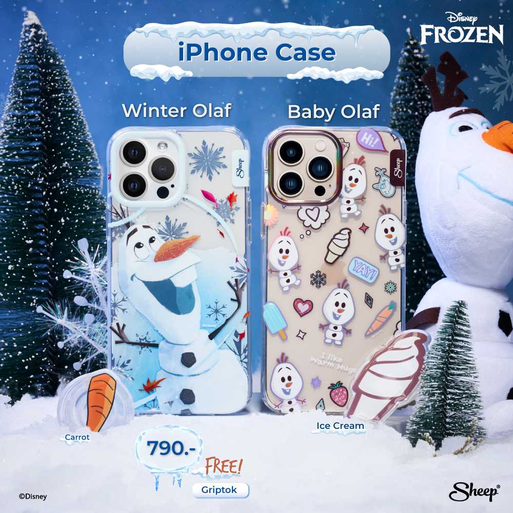 [Disney’s Frozen “Olaf” Limited Collection ] เคสสำหรับไอโฟนแถมฟรี Griptok สำหรับ iPhone