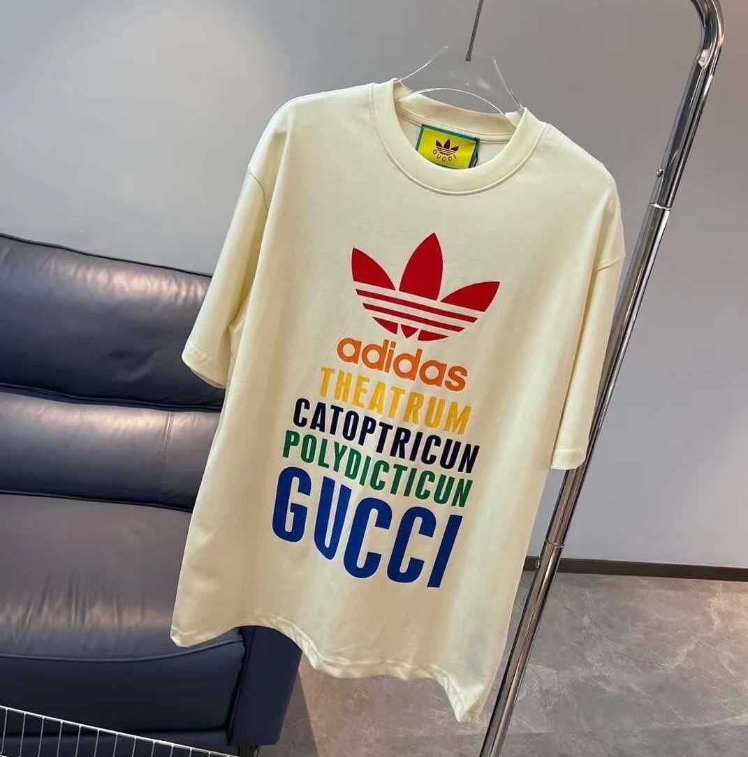 ADIDAS X GUCCI CATOPTRICUM POLYDICTICUM LOGO PRINT COTTON JERSEY  T-SHIRT เสื้อยืด กุชชี่