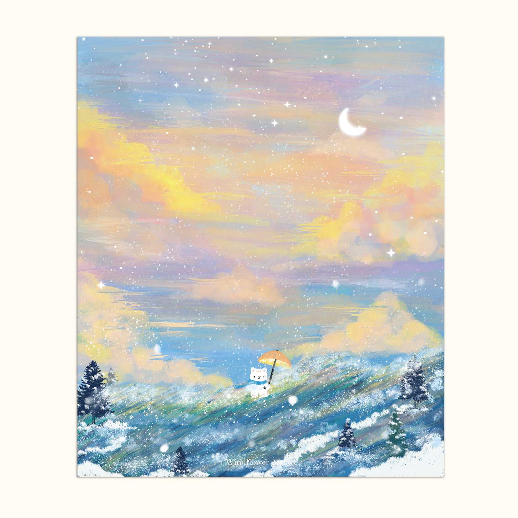 Art print Postcard [Winter night forest]