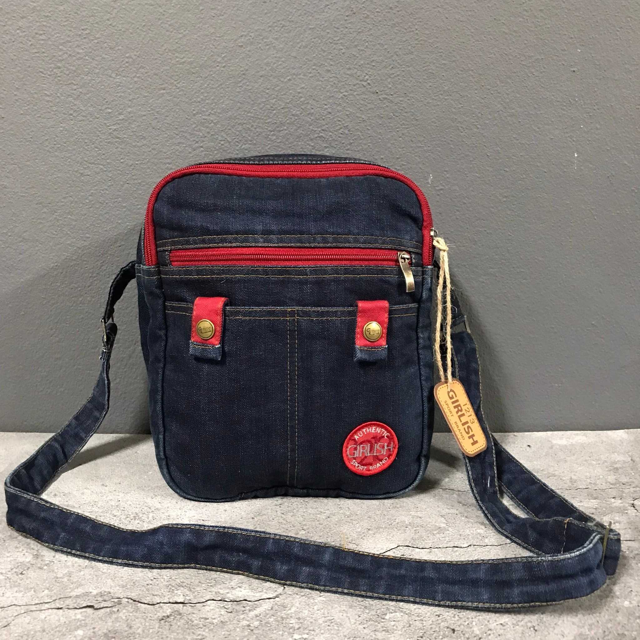 No.187 กระเป๋ายีนส์ สะพายข้าง Girlish Bag รุ่น กระดุมสปอร์ต BY AEIOU ลิขสิทธิ์แท้