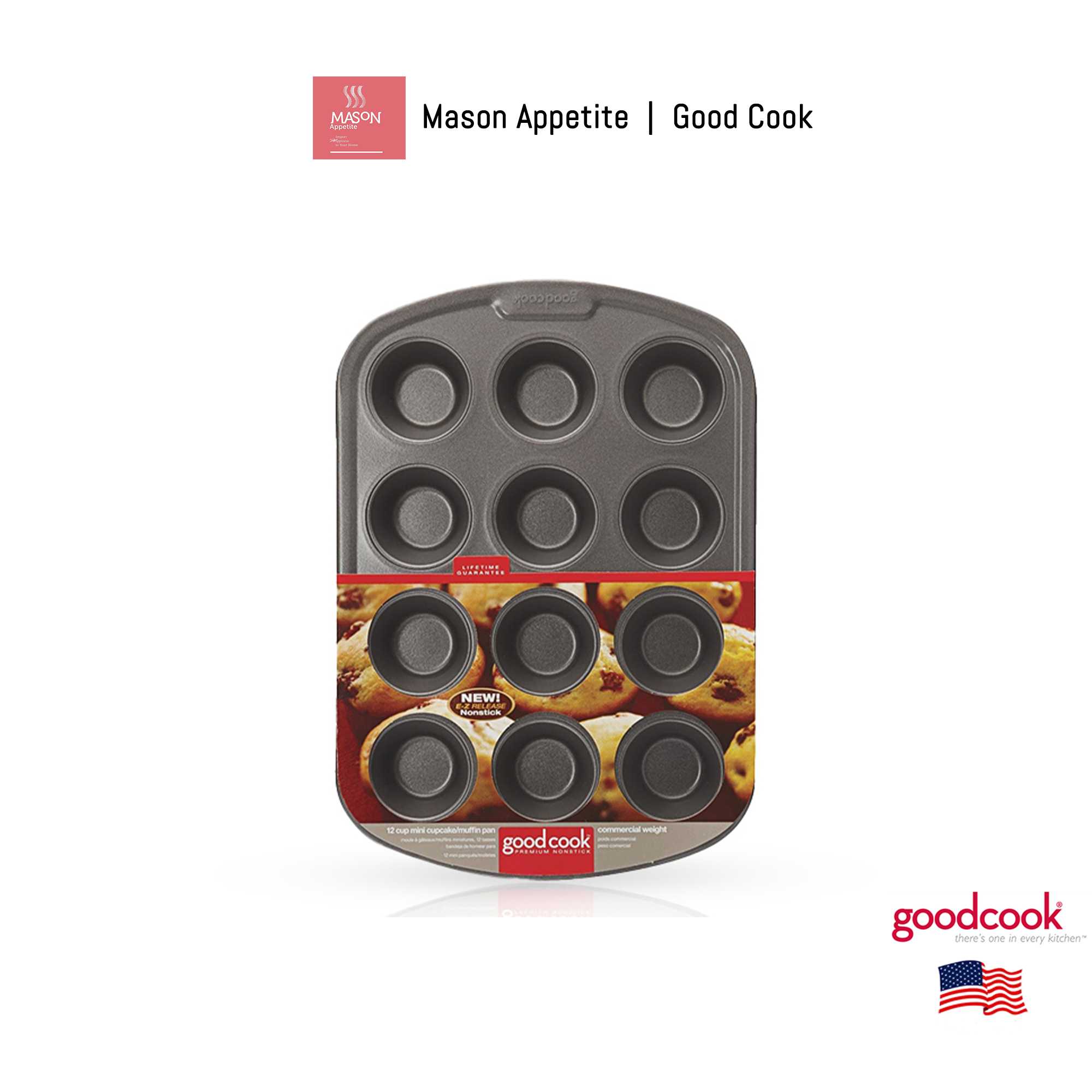 04032 Good Cook 12 Cup Mini Cupcake / Muffin Pan พิมพ์อบมินิคัพเค้ก/มัฟฟินกู๊ดคุก 12หลุม