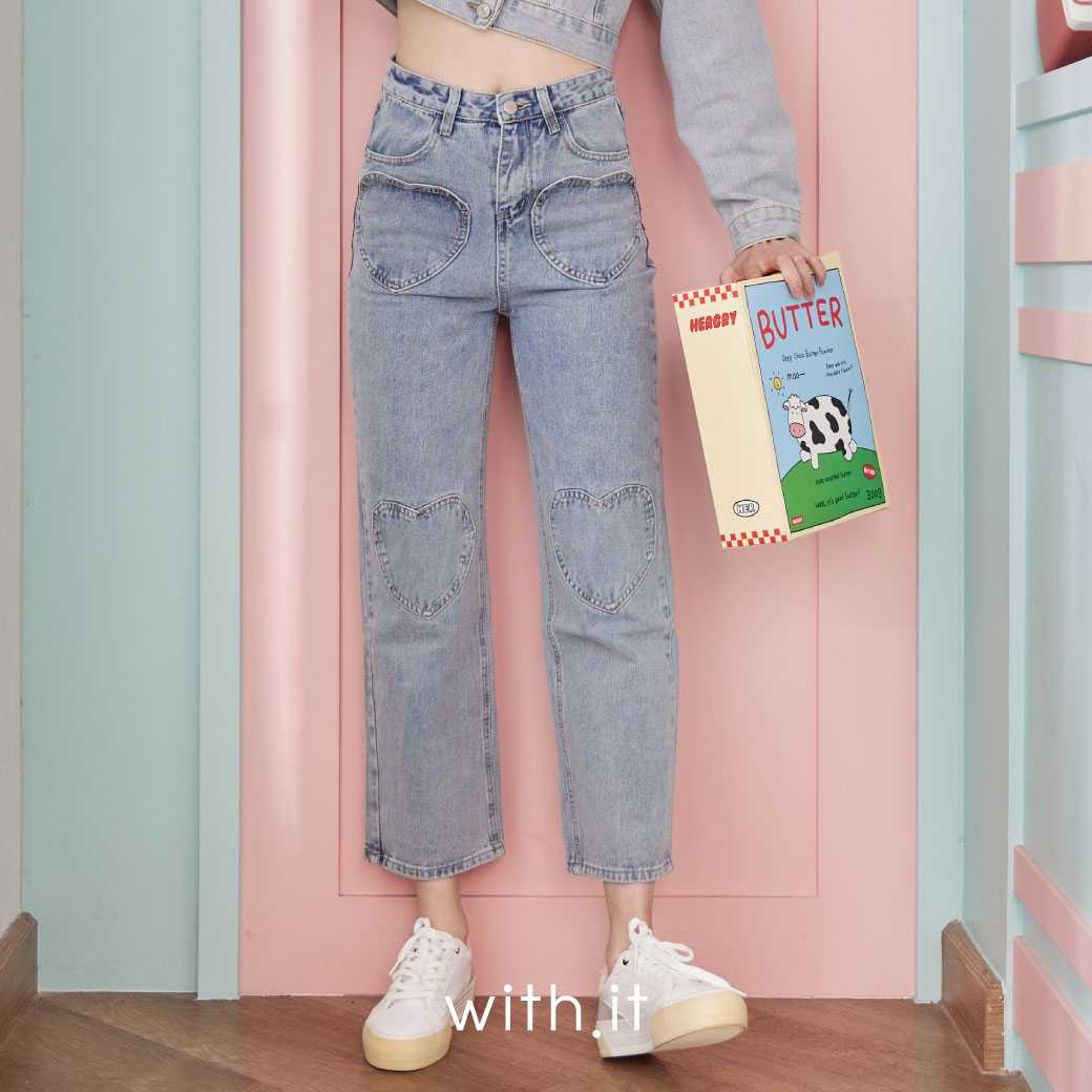with.it.store - PTW0040 กางเกงยีนส์กระเป๋าหัวใจ