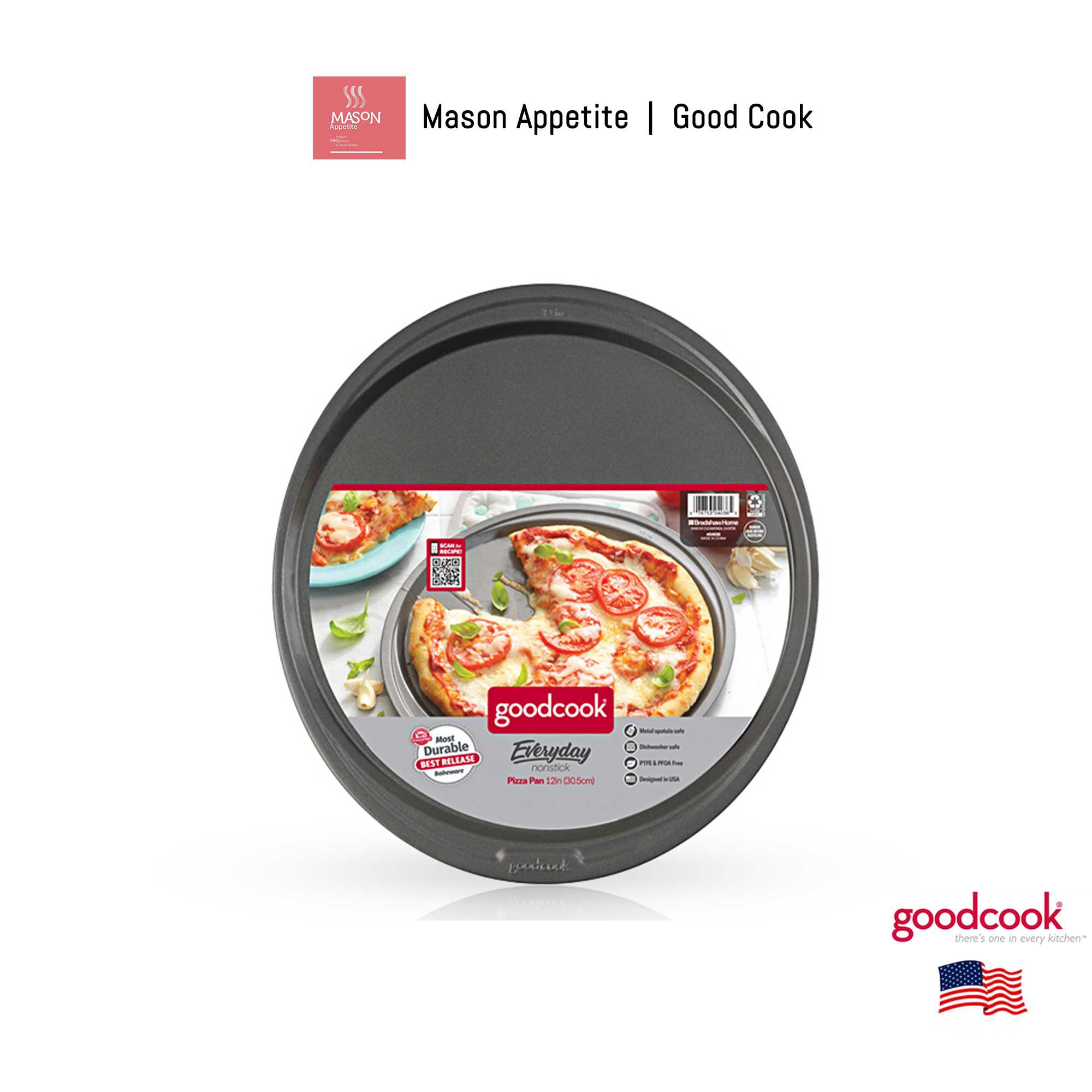 04036 Good Cook NonStick 12 Inch Pizza Pan ถาดอบพิซซ่ากู๊ดคุก