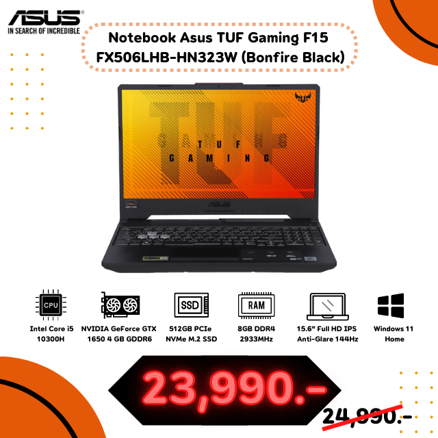 Notebook Asus TUF Gaming F15 FX506LHB-HN323W (Bonfire Black)