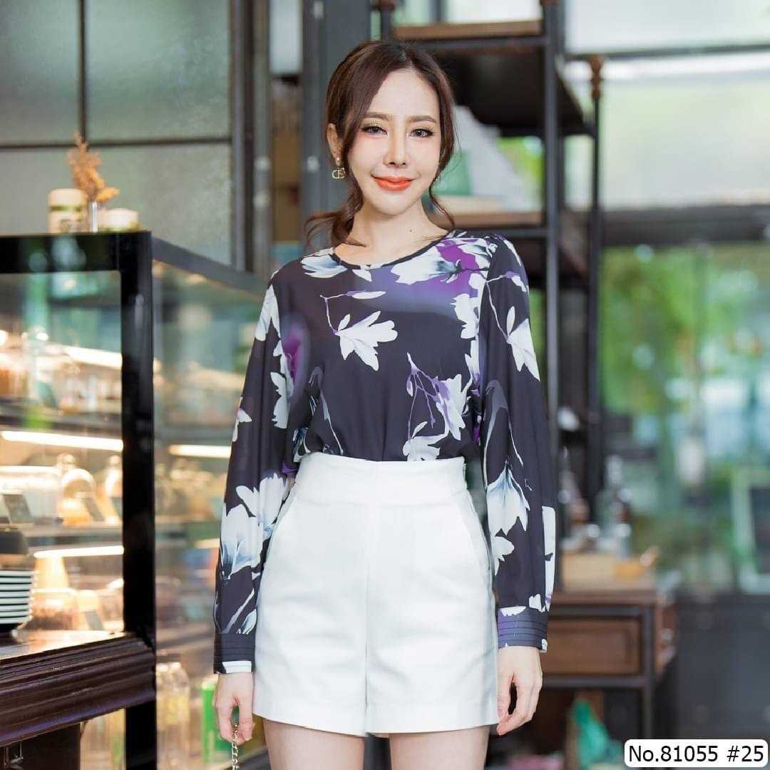 Vertier เสื้อแขนยาว No. 81055 พิมพ์ลาย ผ้านิ่ม Poly