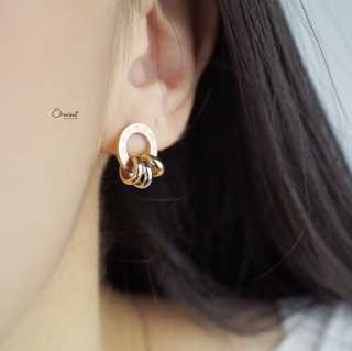 💢Clearance💢 Triplets TM 14k earrings. (ต่างหูแบบติดหู งานชุบ 14k โดนแอลกอฮอลล์ได้ ไม่ลอก)