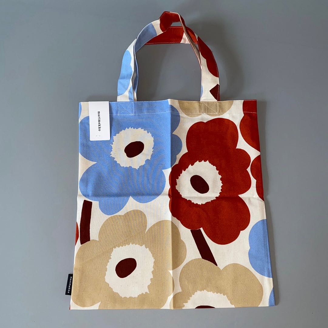 Marimekko mini tote bag in blue/red/beige 33x32 cm