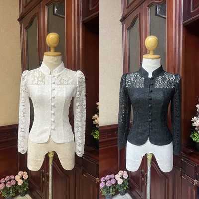 เสื้อผ้าลูกไม้อิตาลี่ เนื้อดี  แขนยาว คอจีน กระดุมผ่าหน้า ใส่แมชกับกางเกงทำงาน กางเกงยีนส์ สวยมาก