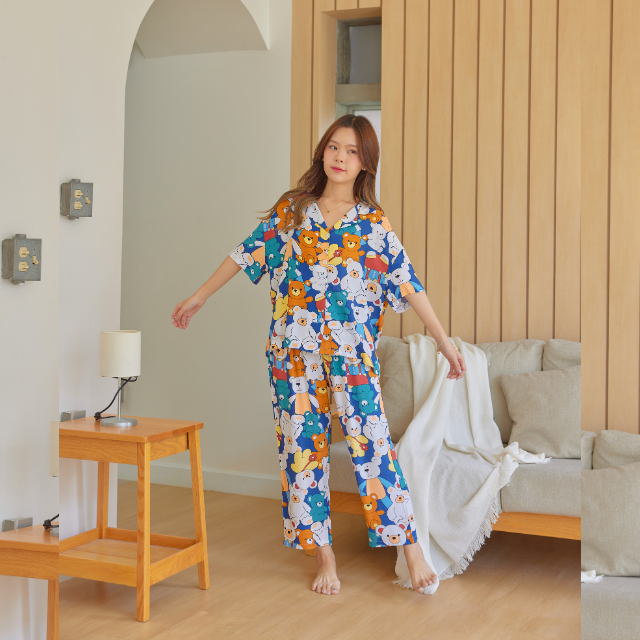ชุดนอนผ้าเยื่อไผ่ ผ้านุ่มใส่สบาย ระบายอากาศ (รุ่น G387)