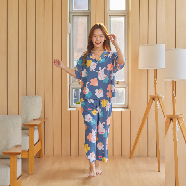 ชุดนอนผ้าเยื่อไผ่ ผ้านุ่มใส่สบาย ระบายอากาศ (รุ่น G386)
