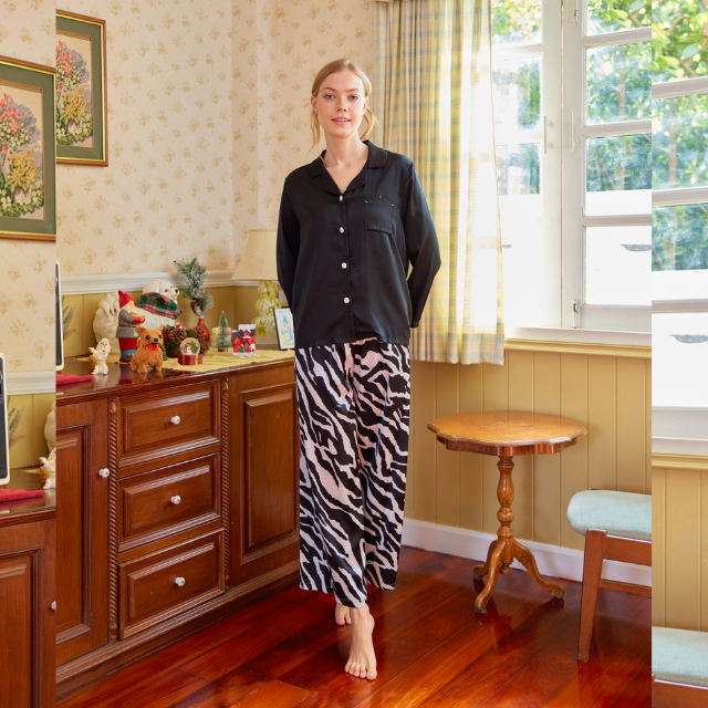 ชุดนอน Muslin pajamas Silk Satin รุ่น (T940 P940)