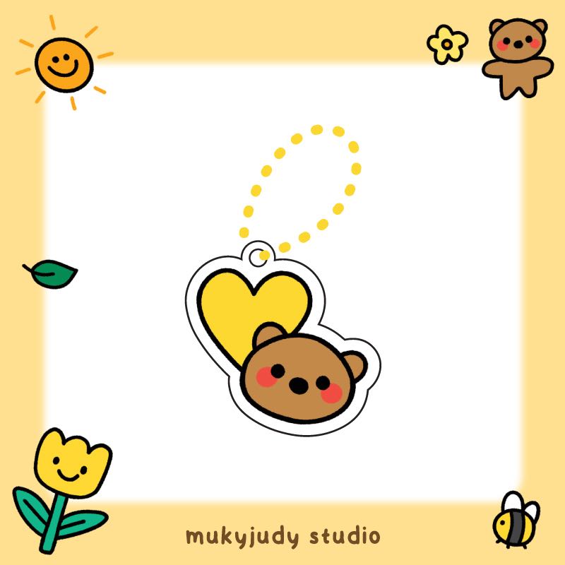 Mini heart and yellow beary Keyring