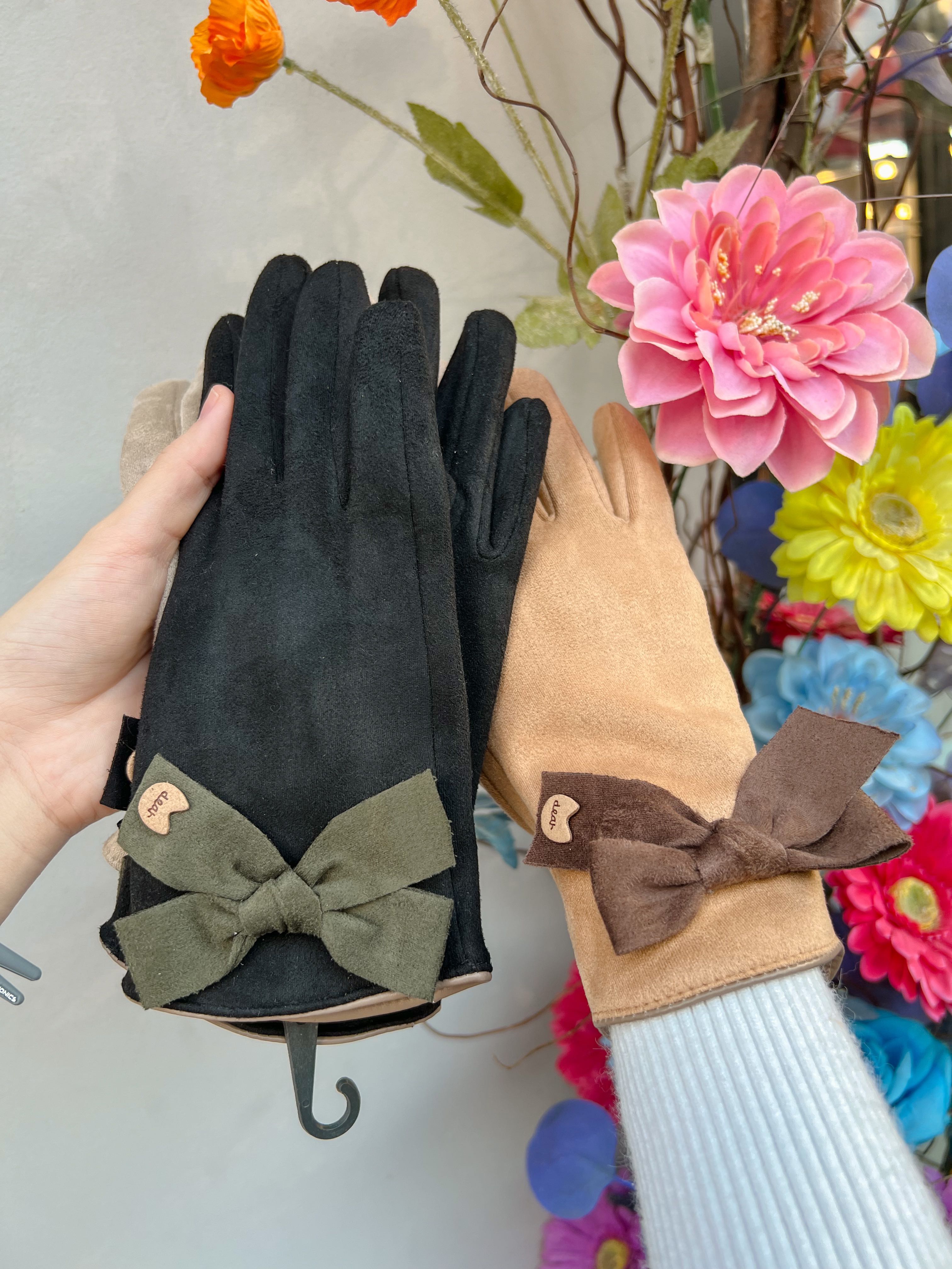 Ribbon gloves ll ถุงมือบุขนเปิดนิ้วได้ #G10