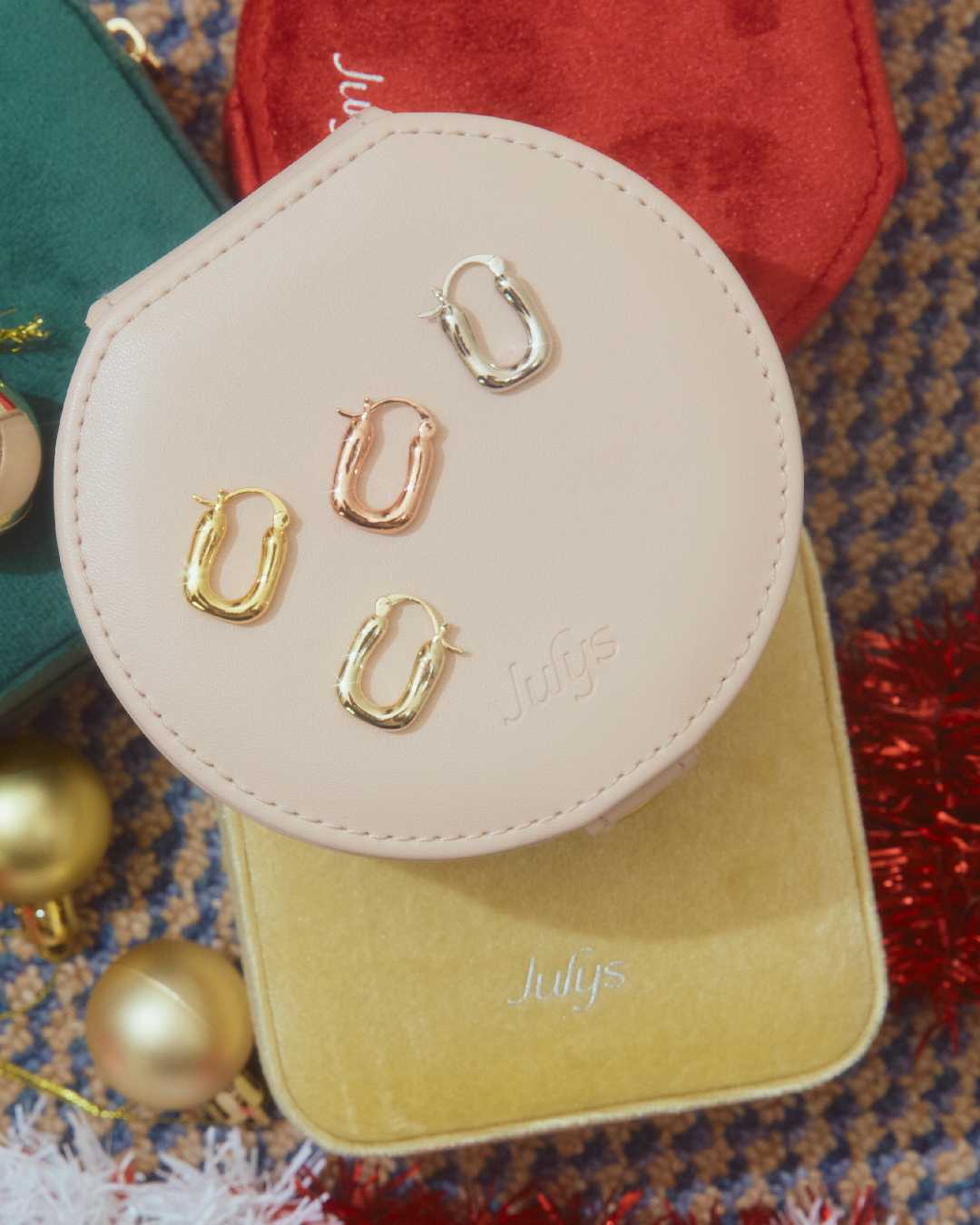 Julys -  lucky horsehole huggie earrings