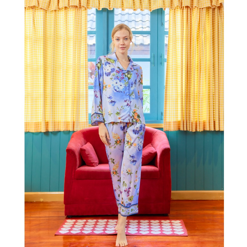 ชุดนอนผ้า 𝐒𝐢𝐥𝐤 𝐬𝐚𝐭𝐢𝐧  ไหมซาติน  ผ้านุ่มลื่น ใส่สบาย (รุ่น P942)