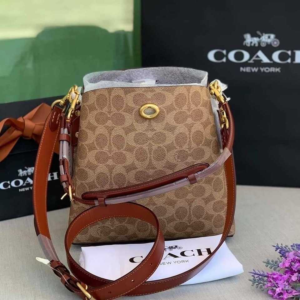 กระเป๋าสะพายข้างCoach Willow Bucket Bag In Signature Canvas c3890