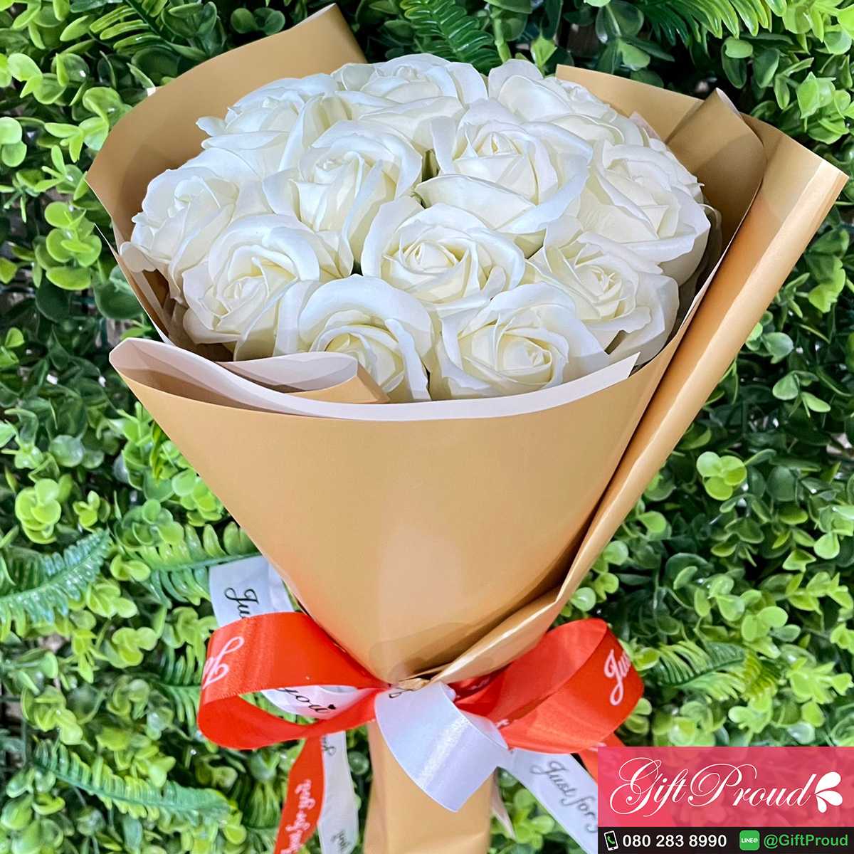 ช่อกุหลาบสบู่ พรีเมี่ยม สีขาว 20 ดอก