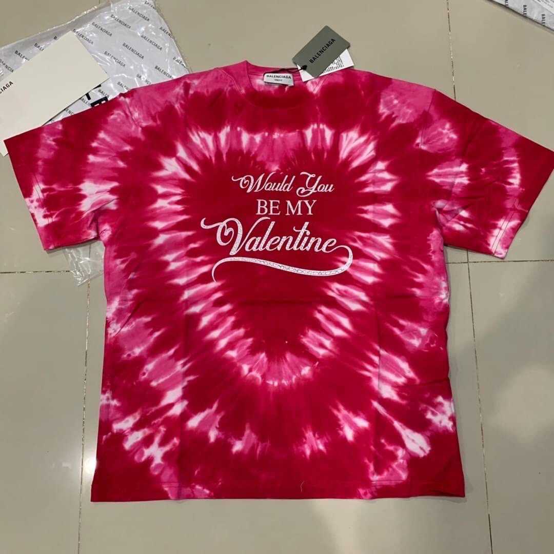 BALENCIAGA HEART-PRINT TIE-DYE T-SHIRT เสื้อยืดคอกลมแขนสั้น แบรนด์บาลองเซียก้า มัดย้อม
