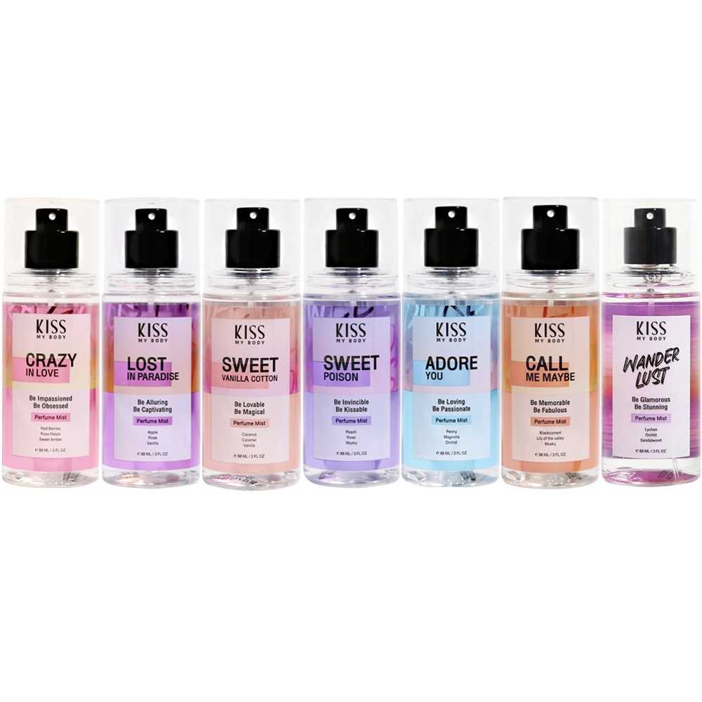 KISS MY BODY PERFUME BODY MIST สเปรย์น้ำหอม แพ็คเกจใหม่ ขนาด 88 ml. ( 1 ขวด ระบุกลิ่น)