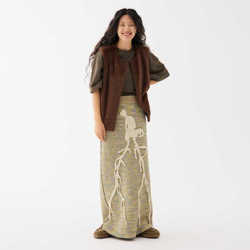 CONP 22AW Kneeling knitted skirt Kneeling rooted double-sided wear knitted skirt