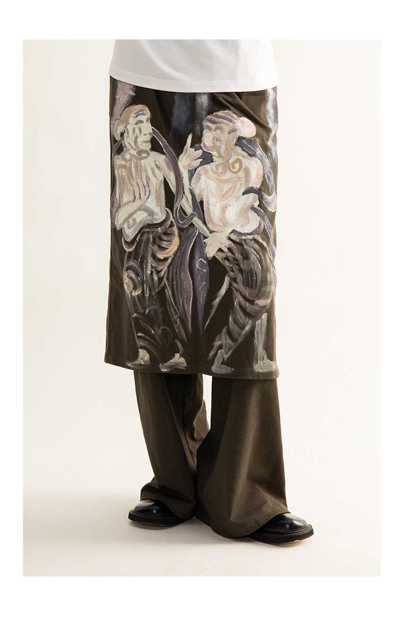 CONP 22AW Hand Painted Divided Skirt Flying mural hand-painted hakama pants