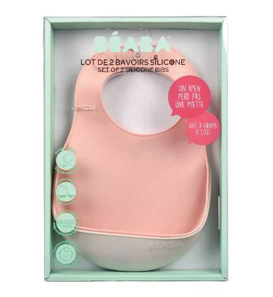 BEABA : Set of 2 Silicone Bibs
