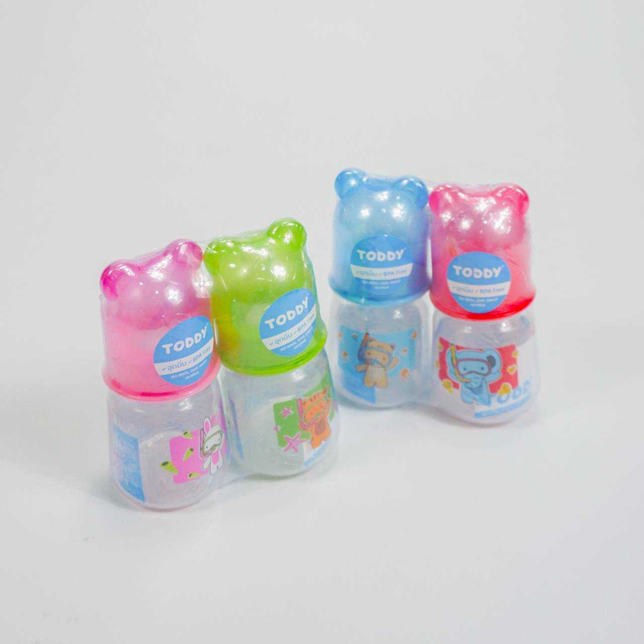 ขวดนมtoddy ขวดนมคละลาย ขนาด 2ออนซ์ แพ็คคู่คละสี