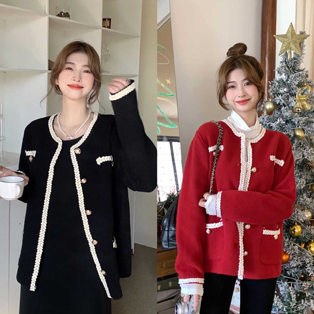 C119 เสื้อไหมพรมแขนยาวสไตล์เกาหลี พร้อมส่ง 2 สี