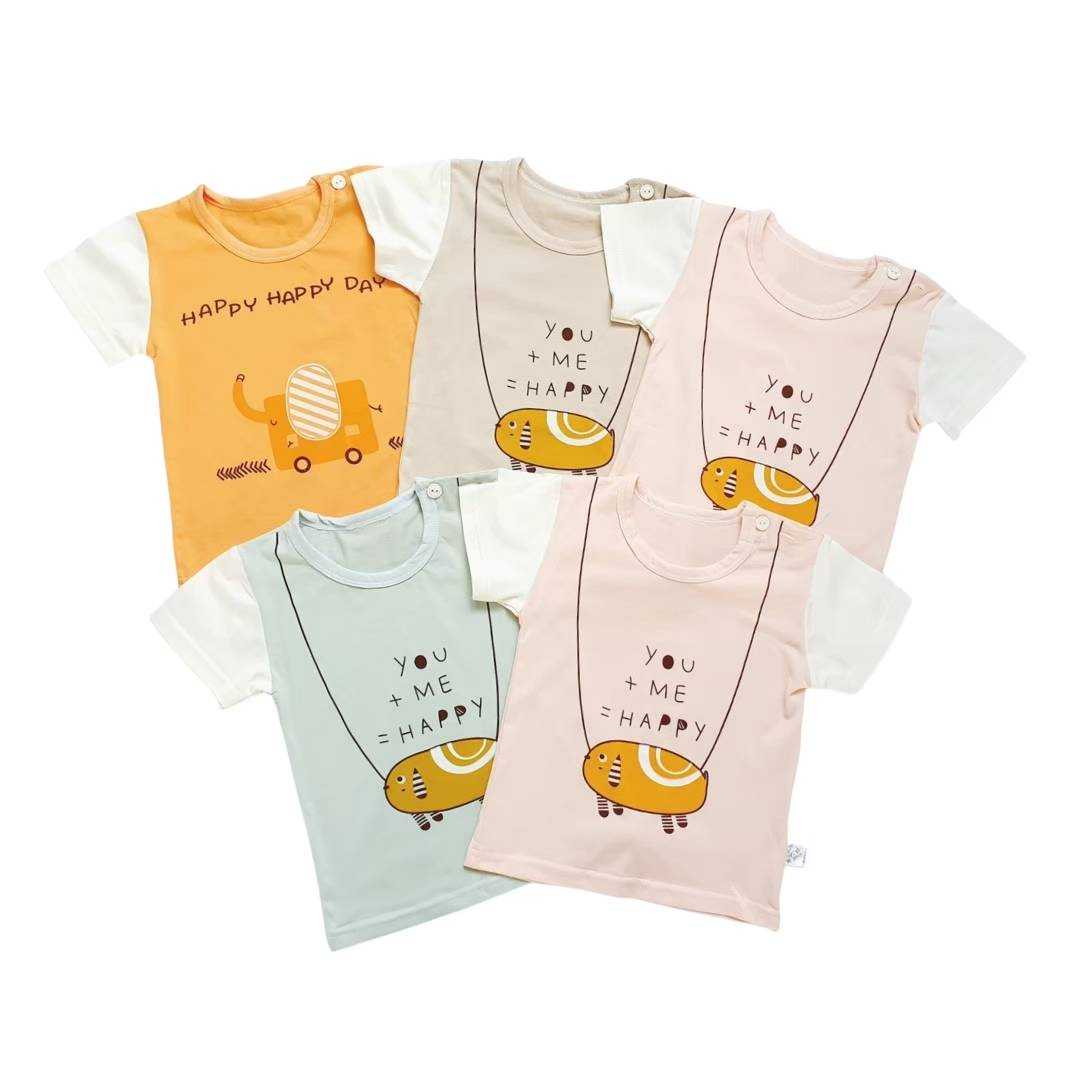 เสื้อเดี่ยวแขนสั้น คละลาย ผ้าเด้งyou+me โปร5ตัว