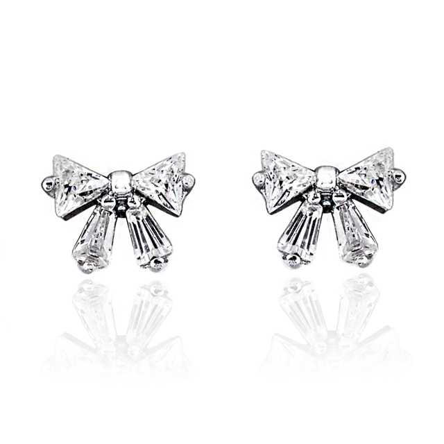 Beauty Jewelry ต่างหูเงินแท้ประดับเพชร CZ 925 Silver Jewelry รุ่น ES2281-RR เคลือบทองคำขาว