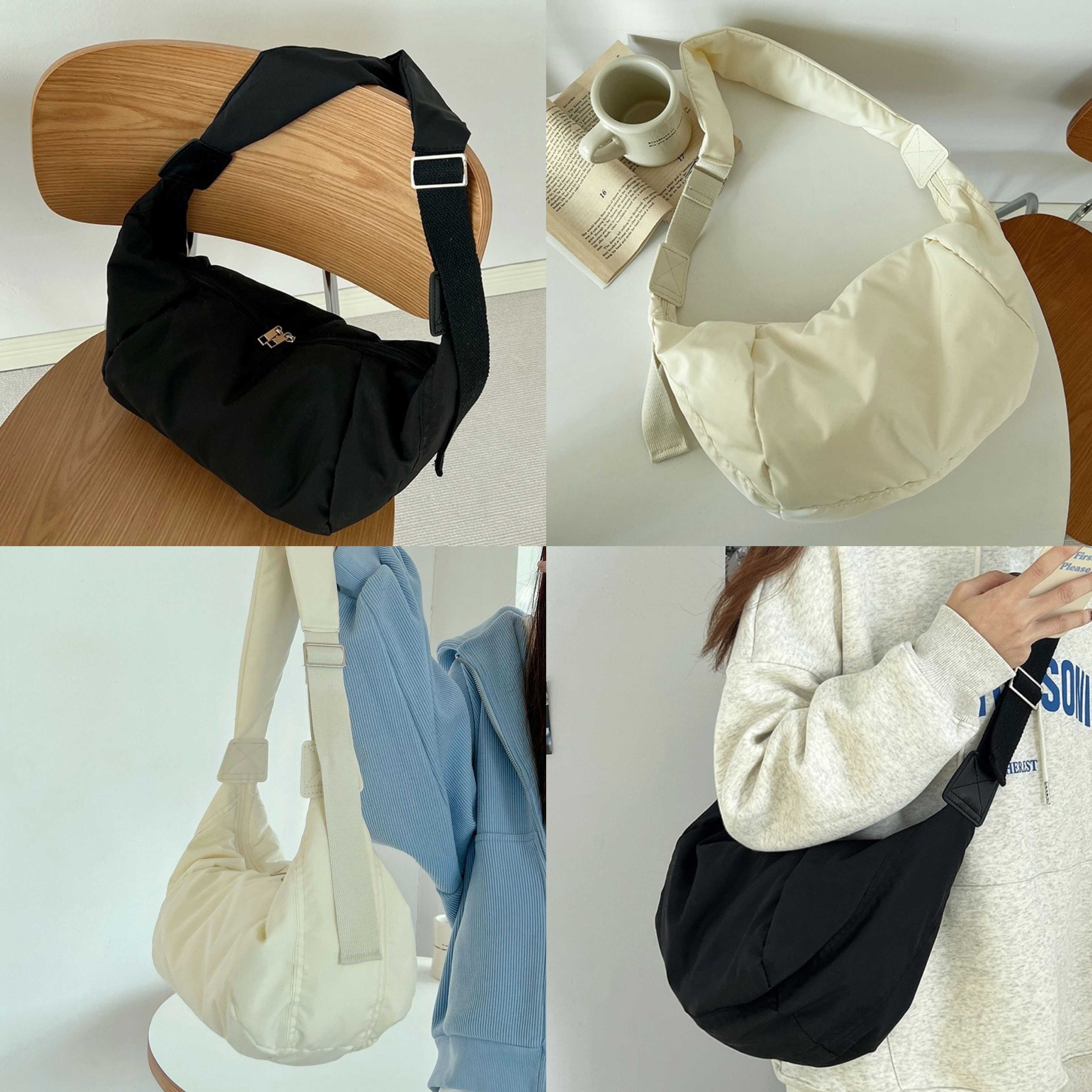 [PRE-ORDER] กระเป๋าผ้าฟีลเกาหลี minimal นุ่มนิ่ม ใหญ่ใส่ของได้เยอะ ปรับสาย+สะพายข้างได้ | QB038