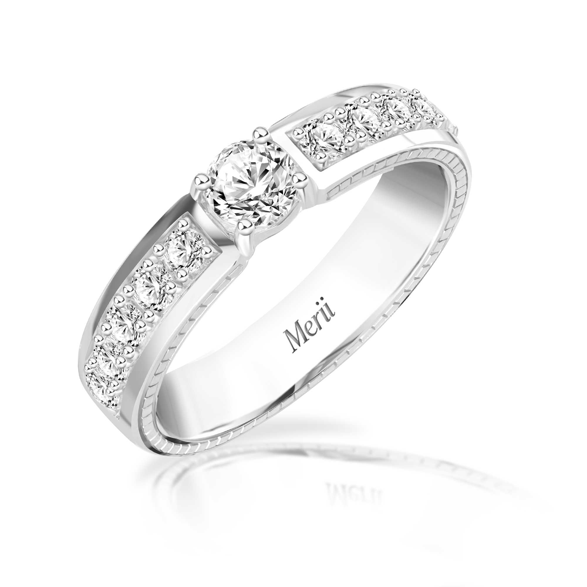 Couple Rings แหวนเงินประดับ CZ ขนาด 4 มม. ดีไซน์แหวนแถว