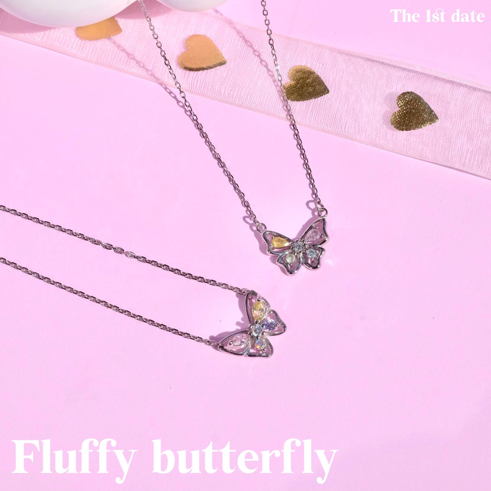 สร้อยคอรุ่น fluffy butterfly-ส่งฟรี(เงินแท้92.5%)