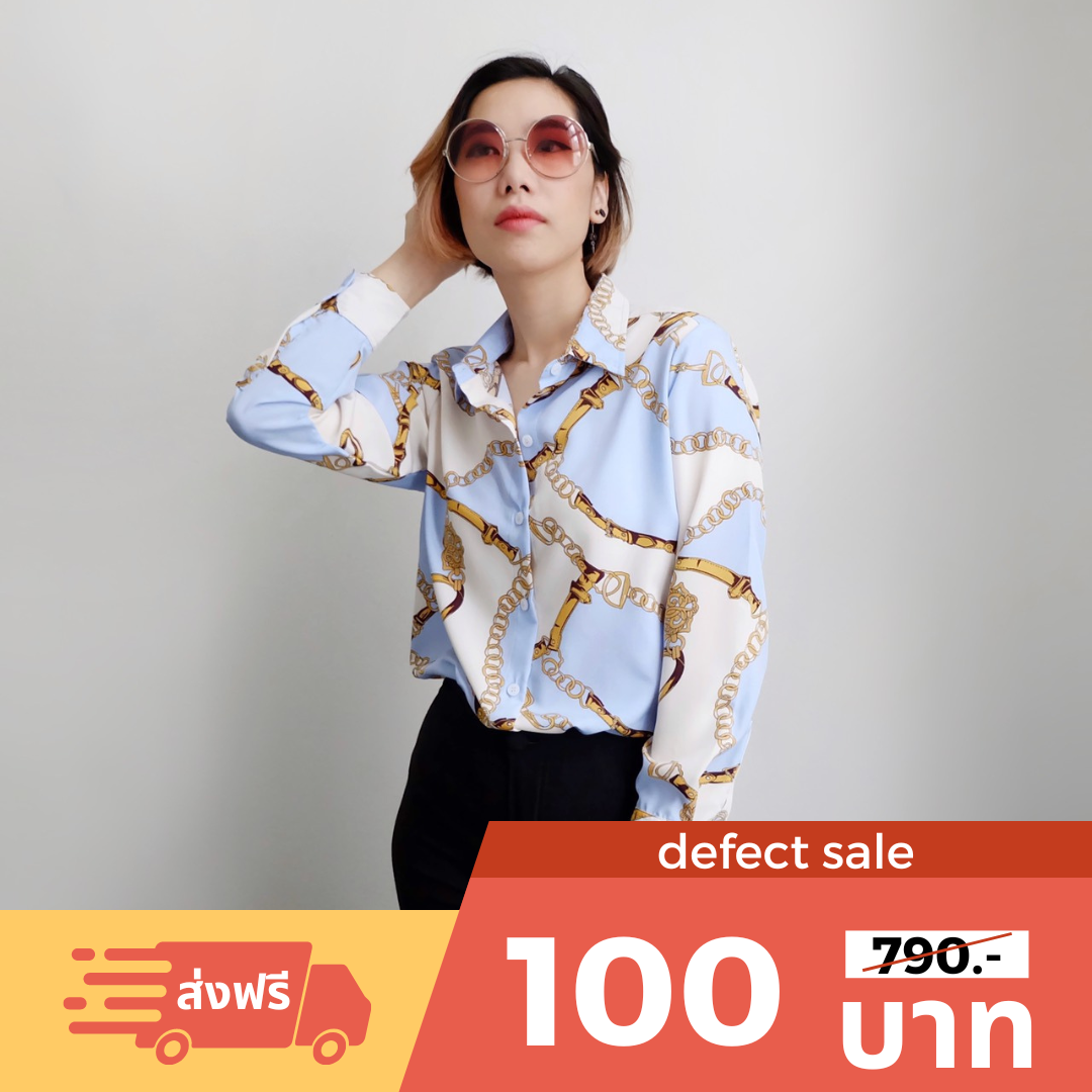 [Defect Sale พร้อมส่ง] เสื้อเชิ้ตแขนยาวลายวินเทจ | QC005