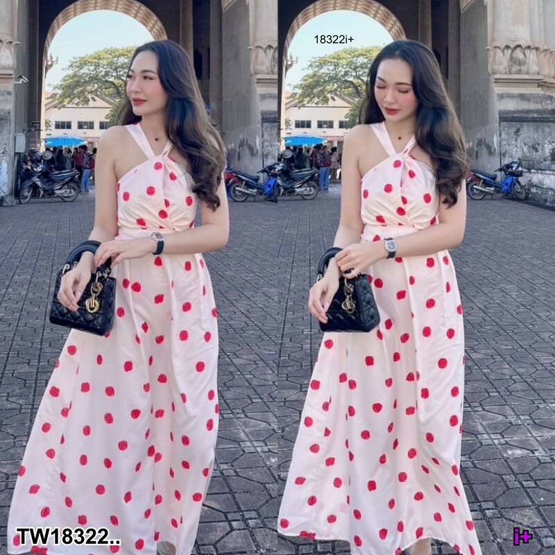 The Perfect Ladies ชุดเดรส DRESS เดรสยาว สายคล้องคอ ลายจุด ..