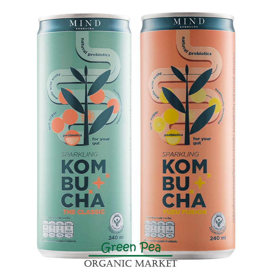 เครื่องดื่มชาหมัก คอมบูชะ MIND KOMBUCHA Sparkling ขนาด 240 ml  สูตรน้ำตาลน้อย กินไม่อ้วน